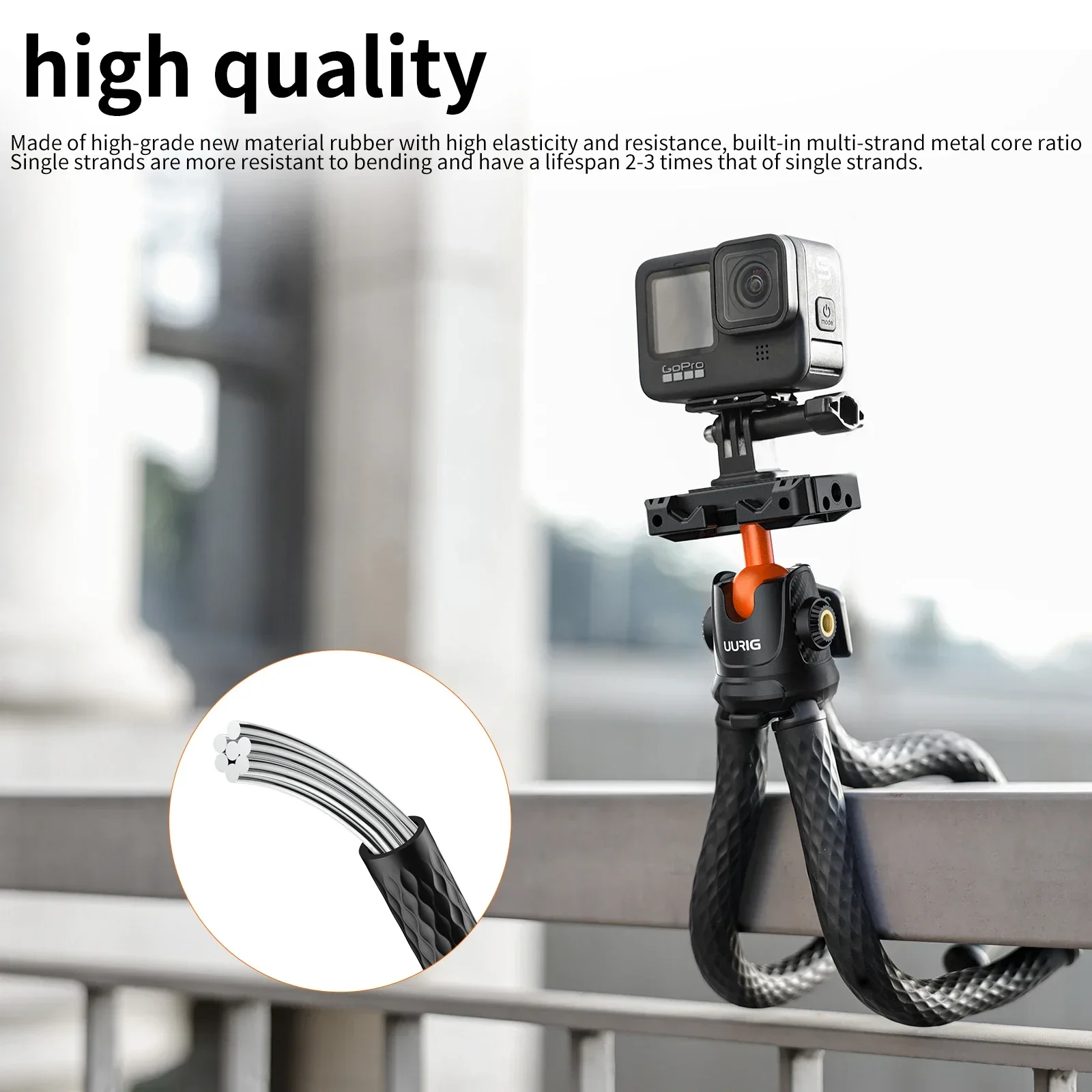 For UURIG VRIG TP-07 Octopus Tripod Stand with Holder 360° Ball Head Potable Vlogging Tripod for iPhone Samsung Canon Nikon Sony