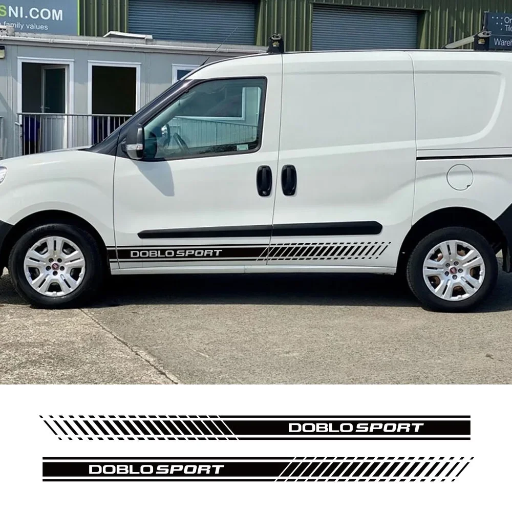 Pegatinas de puerta de coche para Fiat Doblo Cargo Maxi Camper Van Sport Stripes gráficos estilo vinilo decoración calcomanías accesorios de sintonización automática