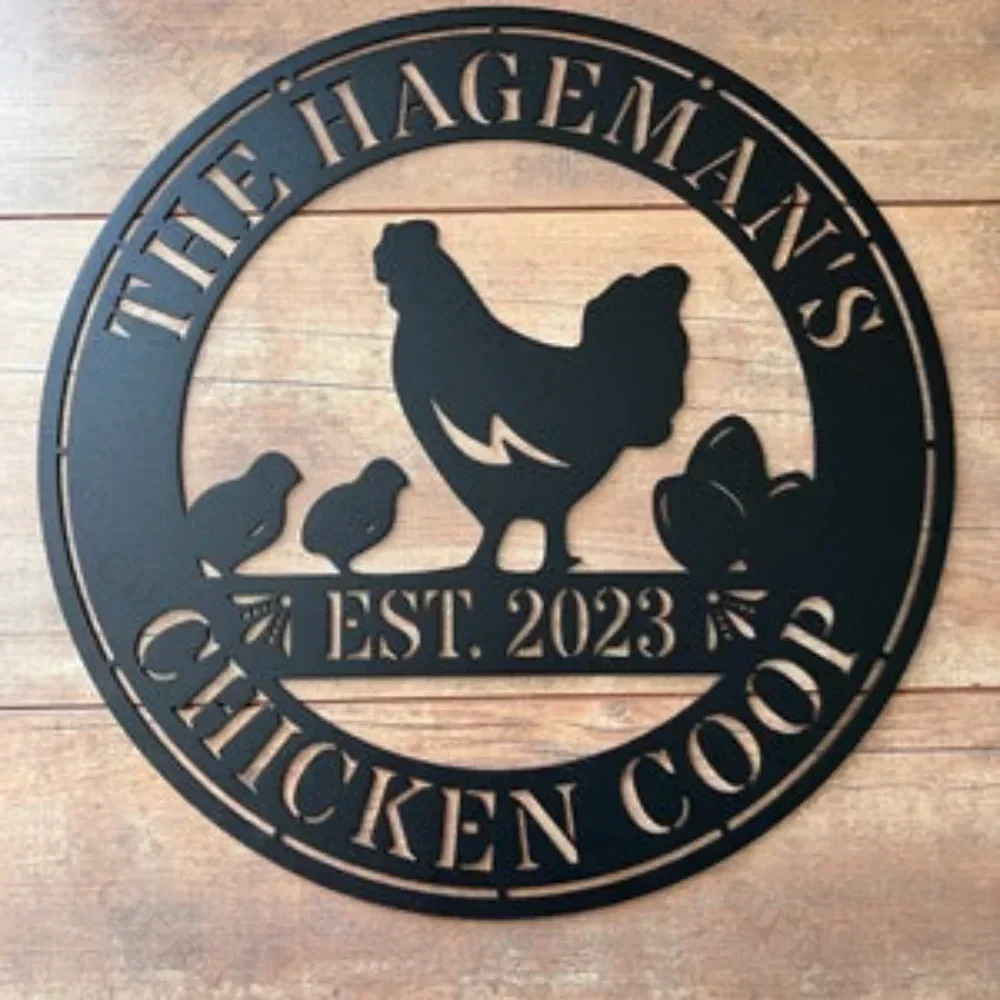 Exquisite Personalized Coop Sign, Bringing Hen House Allure.A Metal Wall Art Treasure, A Delightful Decoration for Chicken Haven