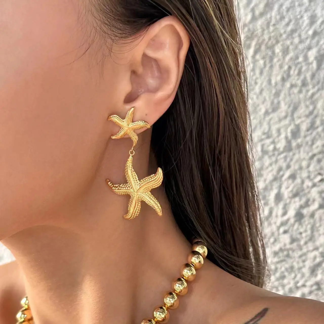 Summer seaside holiday retro simple ocean earrings ins temperament starfish pendant, earrings jewelry