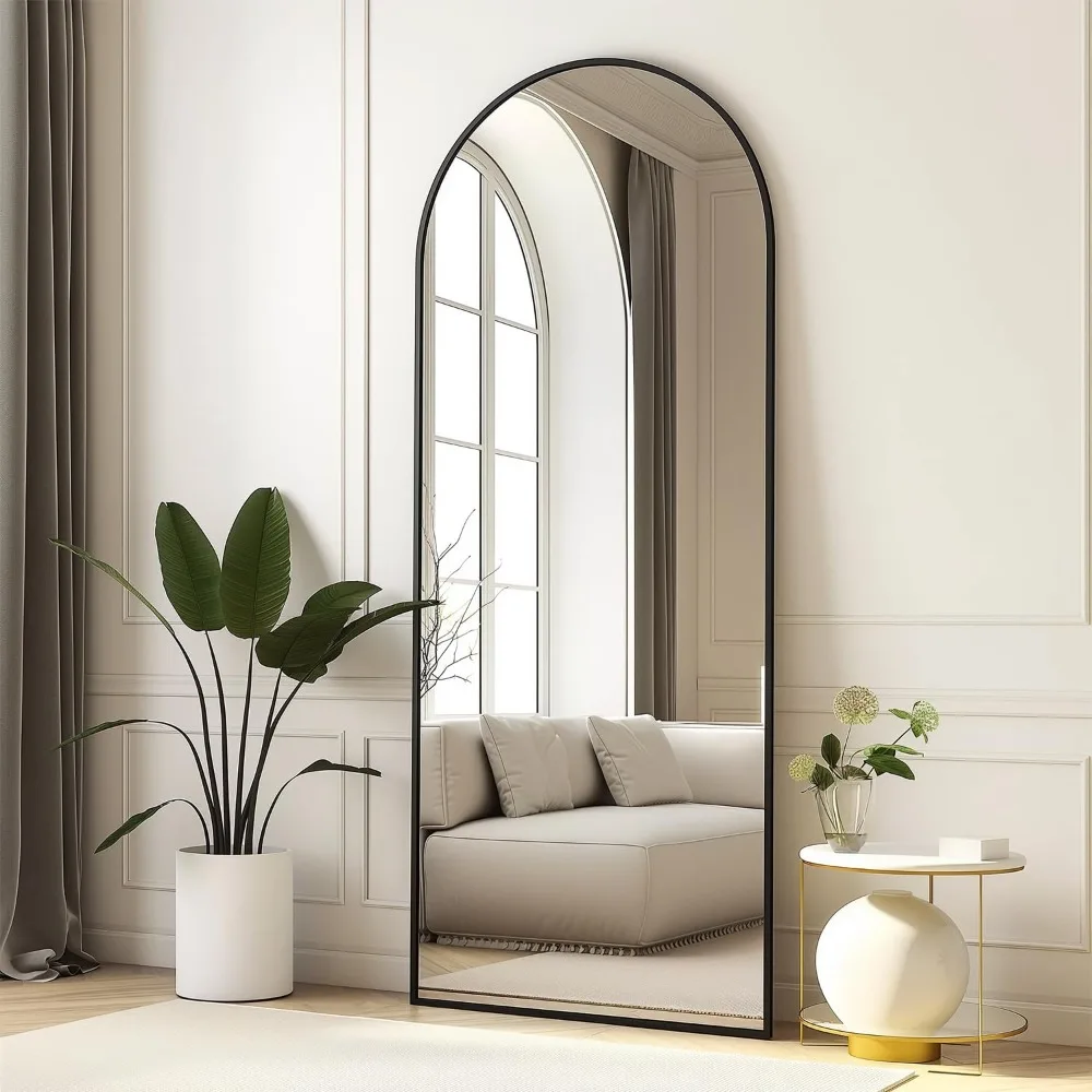 현대적인 블랙 알루미늄 아치형 거울, 70 x 26, 거실, 침실, 옷장용 전신 홈데코