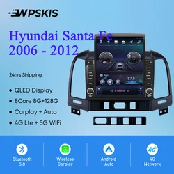 8G+128G Android 14.0 Car Radio Video Multimedia Head Unit For Hyundai Santa Fe 2006 - 2012 Car GPS Navi DVD Cassette 4G Lte WiFi