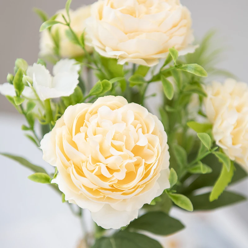 6 Stück Künstliche Blumen Chrysanthemen Pfingstrosen Festliches Accessoire für Zuhause Schlafzimmer Hochzeit Kranz Bouquet Gartendekoration – Detail 1