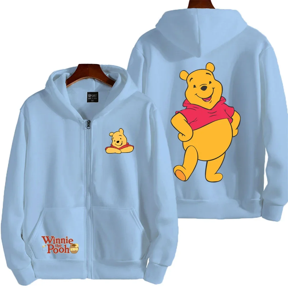 Moletom com Zíper WINNIE THE POOH, Estilo Cartoon Anime, Masculino e Feminino, Nova Moda 2026, Casaco de Casal Fofo para Primavera e Outono
