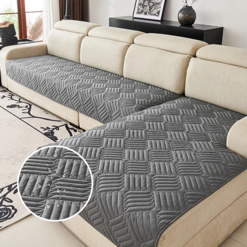 Geometric Quilted Waterproof Ultrasonic Sofa Cushion Non-Slip Stain-Resistant Dust Seat Cover Pad&Slipcover Furniture Protector