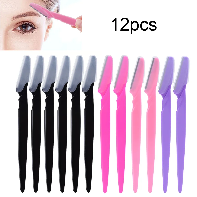 12 Pz Colore Della Miscela Rasoio Per Sopracciglia Donne Viso E Corpo Trimmer Sicuro Rasoio Per Capelli Eye Brow Remover Con Copertura Piccolo Set di Strumenti di Trucco