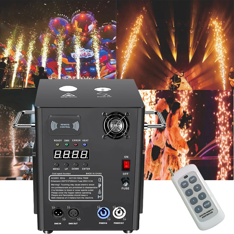 

750W Cold Sparks Machine DMX Control For DJ Party Wedding Fountain Stage Spark Equipment Remote Electronic Cold Firework Machine