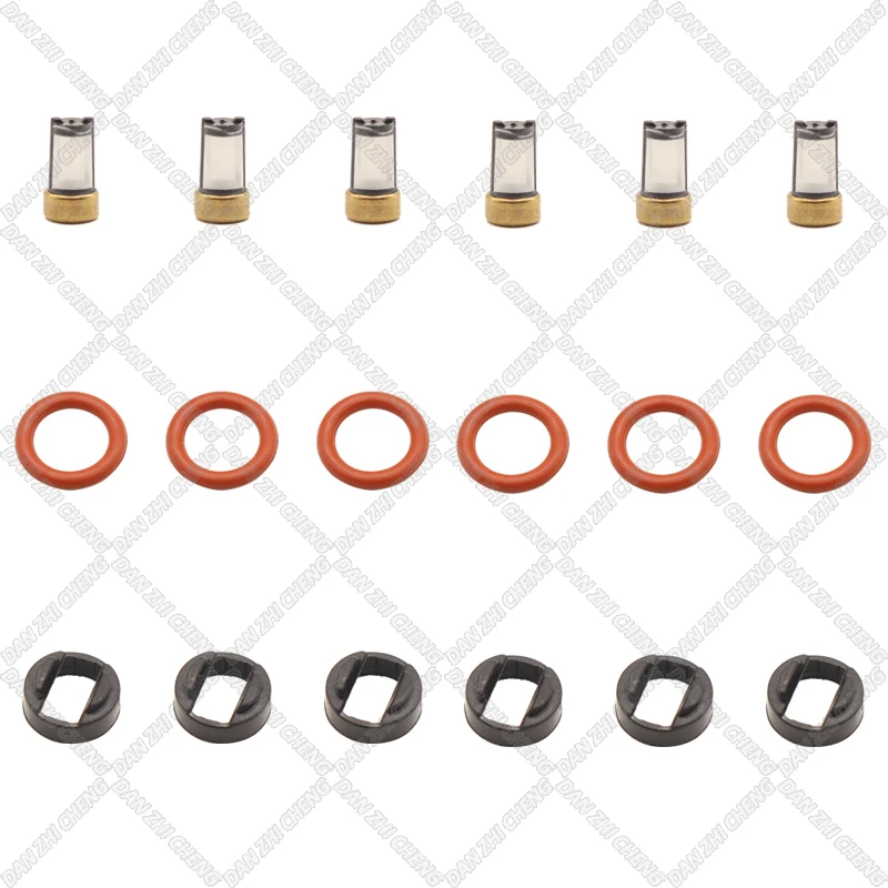 6 SET For 23250-0V030 Scion tC Toyota Camry RAV4 Venza Lexus ES300h Fuel Injector Service Repair Kit Filters Oring Seal Grommets