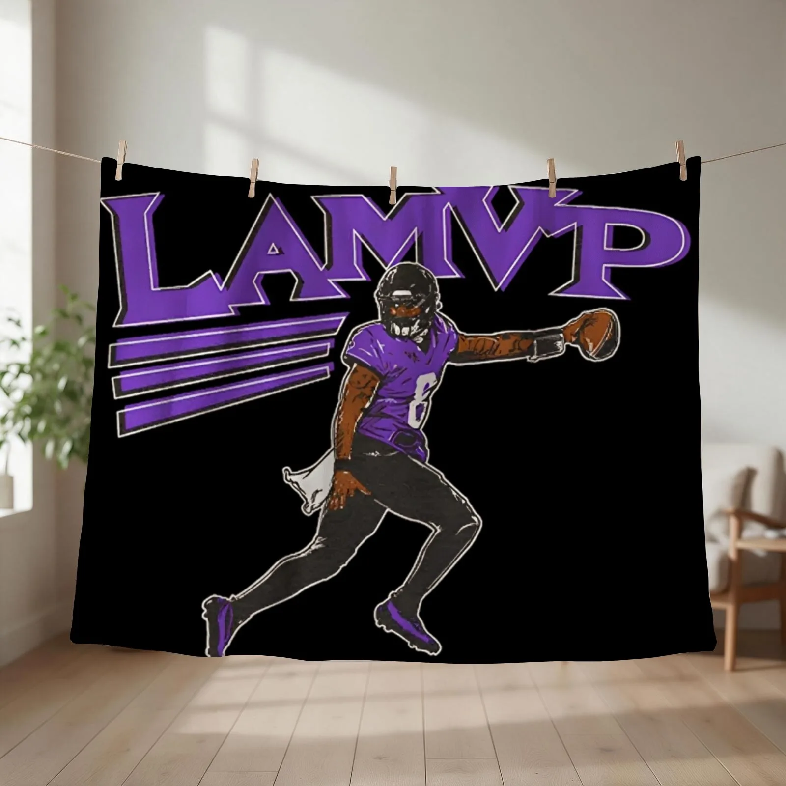Lamar Jackson MVP Throw Blanket couch cozy soft plush fuzzy picnic outdoor blanket