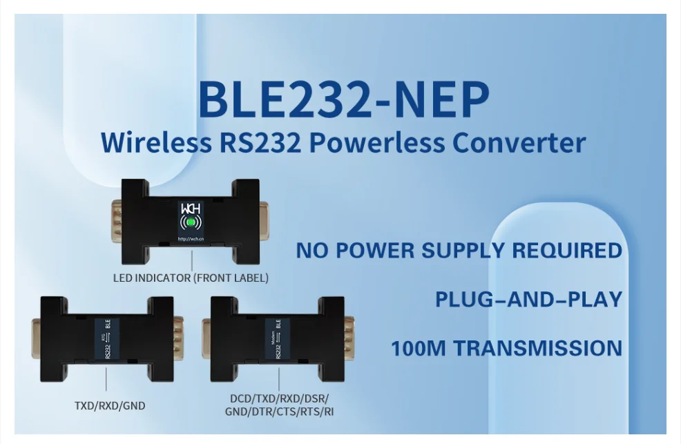 BLE232-NEP drahtlose rs232 com port serielle stromlose konverter ch9140 3 pin 9 pin db9 kabel – Detail 3