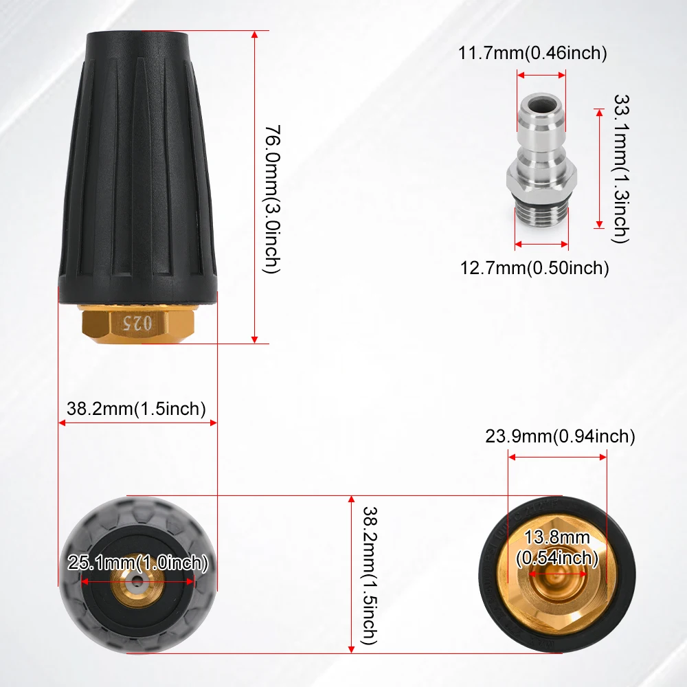 فوهة توربو لغسالة الضغط 360 ° دوار مع موصل سريع 1/4 بوصة، 4000 رطل لكل بوصة مربعة، فتحة 2.0/2.5/3.0/3.5/4.0 GPM #6