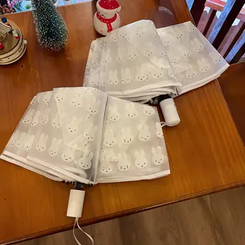 可愛米菲全自動卡通兔子印花透明折疊便攜陽傘女孩禮物 10 最佳銷售 可愛雨傘 - №2