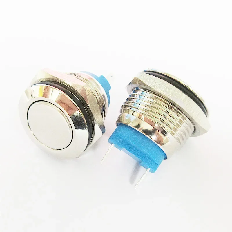 JYL16P1 Silver Contact 16MM Flat Round Metal Button Waterproof Reset Switch Welding Foot Door Bell Modification Switches