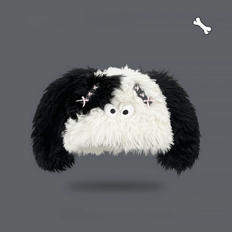 여성용 귀여운 컬러 매칭 긴 토끼 귀 플러시 니트 풀오버 모자, 니치 트렌드, 겨울 따뜻한 귀 보호 비니 캡