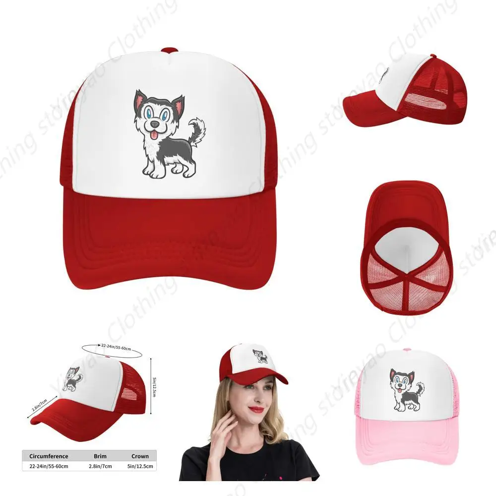 Cute Siberian Husky Printed Mesh Sunshade Hat Outdoor Truck Hat Breathable Dad Hat