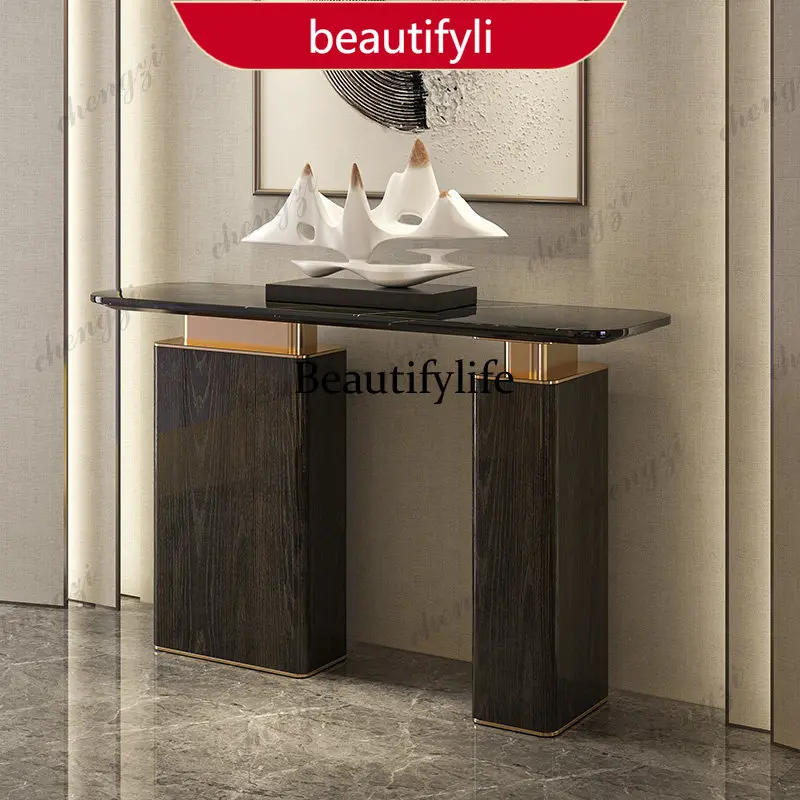 MM45 Entrance table marble light luxury strip case extremely narrow against the wall designer end view table