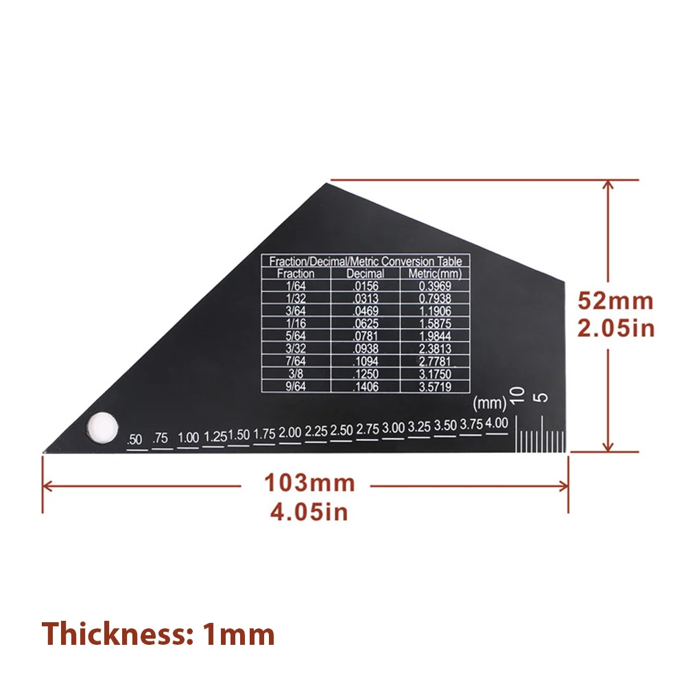 Guitar String Action Gauge Black Triangle Electric Guitar Leveling Gauge String Height Fret Rocker 1mm Thickness Stainless Steel