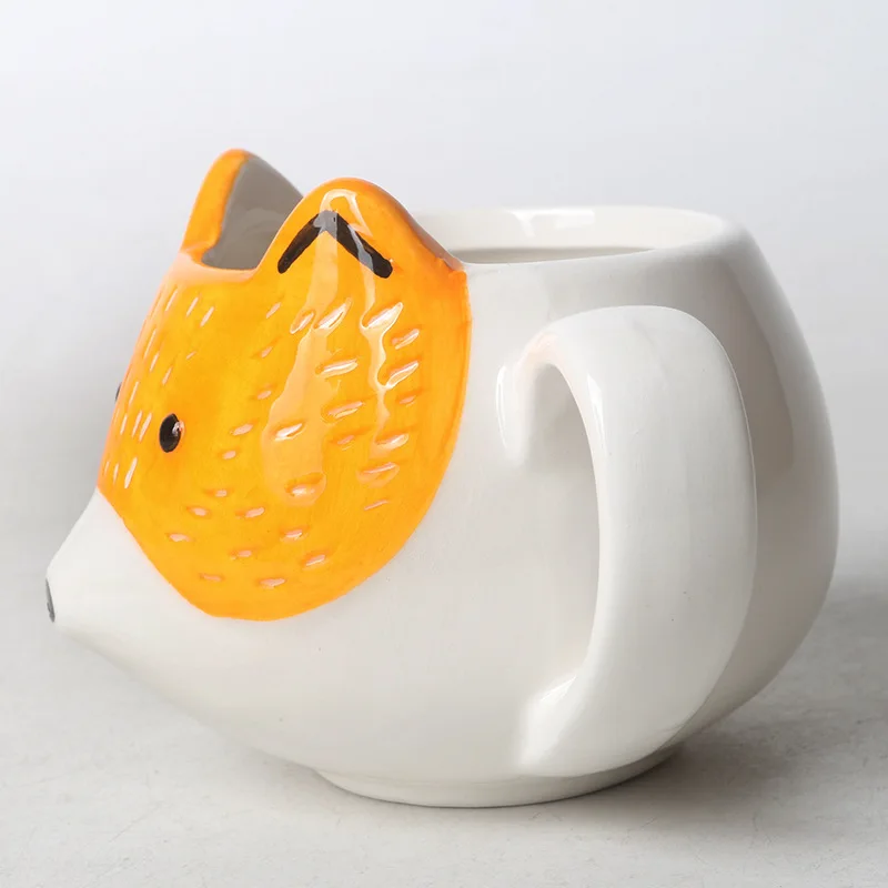 Cartoon Fox Ceramic Mugs Creative Coffee Cups Cute Animal Milk Cup Breakfast Mug Kitchen Drinkware Birthday Gifts view 3