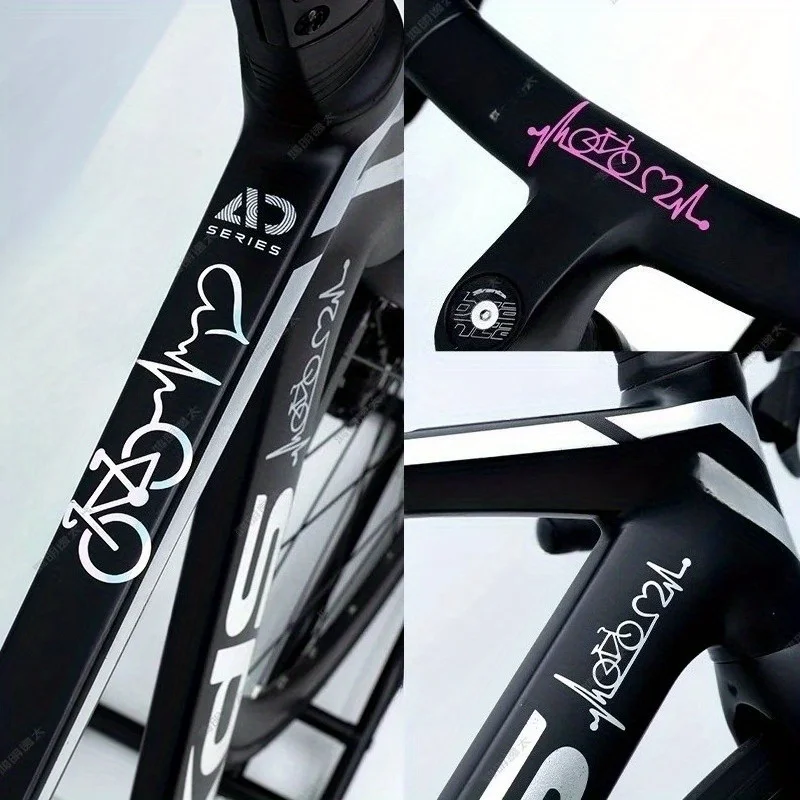 2 Stück/Set Fahrrad-Herzschlagmuster Rahmenaufkleber, Wasserfester Vinyl-Aufkleber für Fahrräder, Mehrere Farben