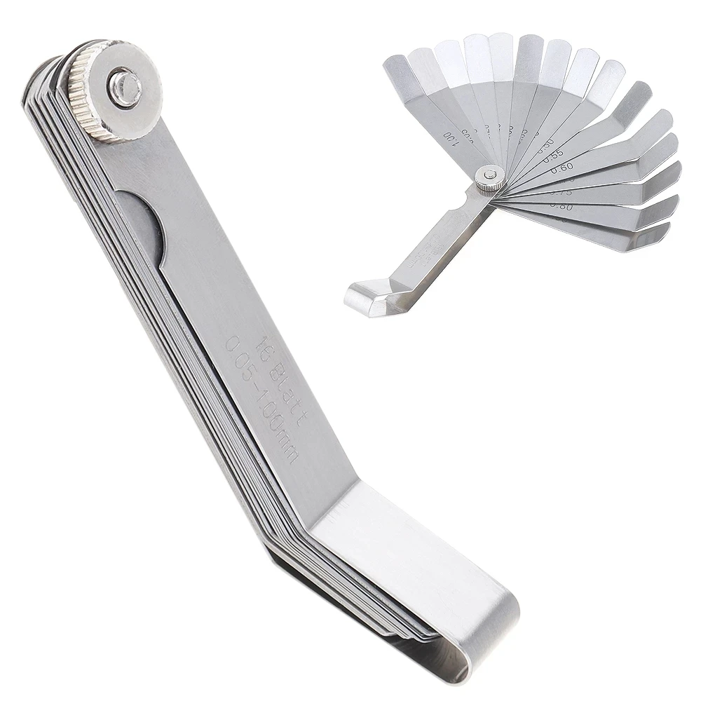 16 Blades Curved Feeler Gauge 0.127 to 0.508mm  32 Blades Feeler Gauge Stainless Steel Metric Imperial 0.04-0.88mm