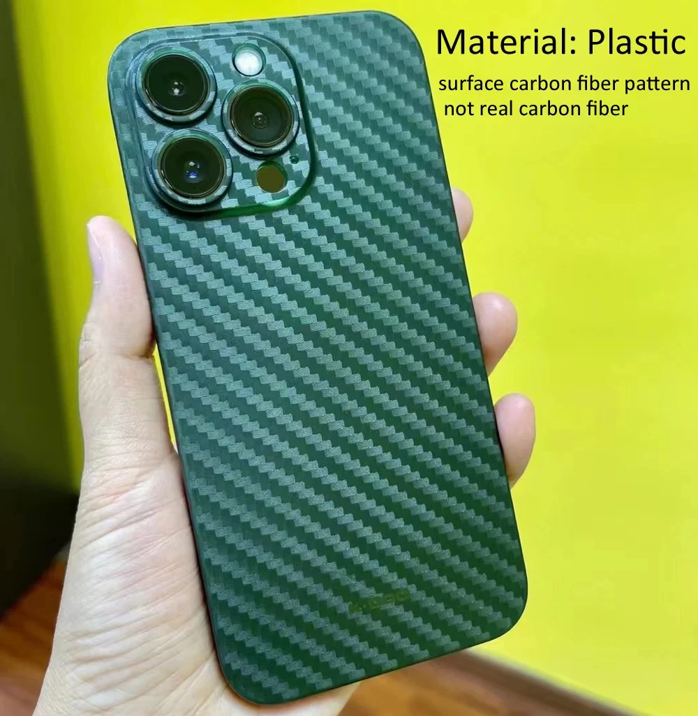 K-Doo Carbon Fiber Pattern Plastic Case For iPhone 14 15 16 Pro Max mini Ultrathin 0.3mm Super Thin Ultra Thin Protective Shell