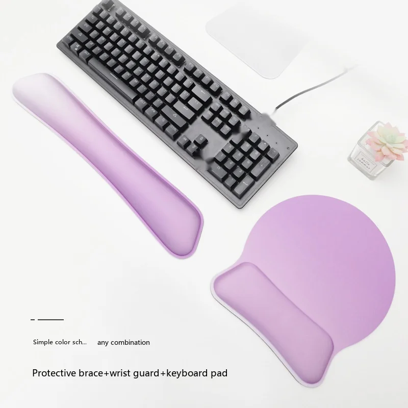 Memory Foam Wrist Rest Set Mouse Pad Keyboard Support Ergonomic Desk Mat for Office Gaming 7 Color Options