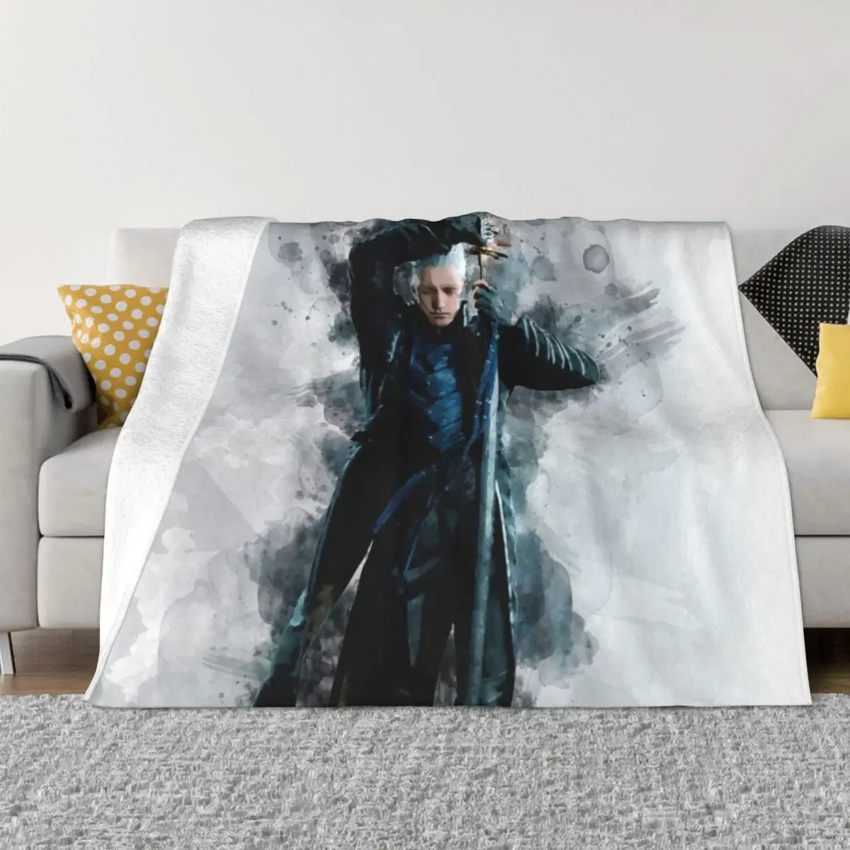 DMC - Vergil watercolor Throw Blanket Personalized Gift Luxury Thicken anime Blankets