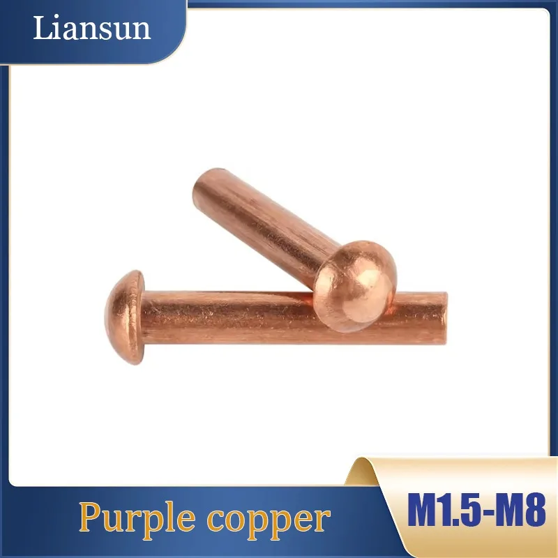 Solid Copper Rivets - M1.5-M8 Semi-Circular/Button Head Manual Setting Rivets for Doors, Cabinets & Wooden Furniture