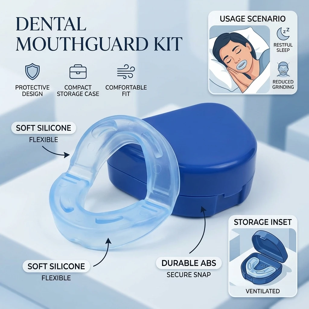 Double Sided EVA Thermoplastic Teeth Grinding Set Upper And Lower Dental Guard for Sleep Bruxism Relief