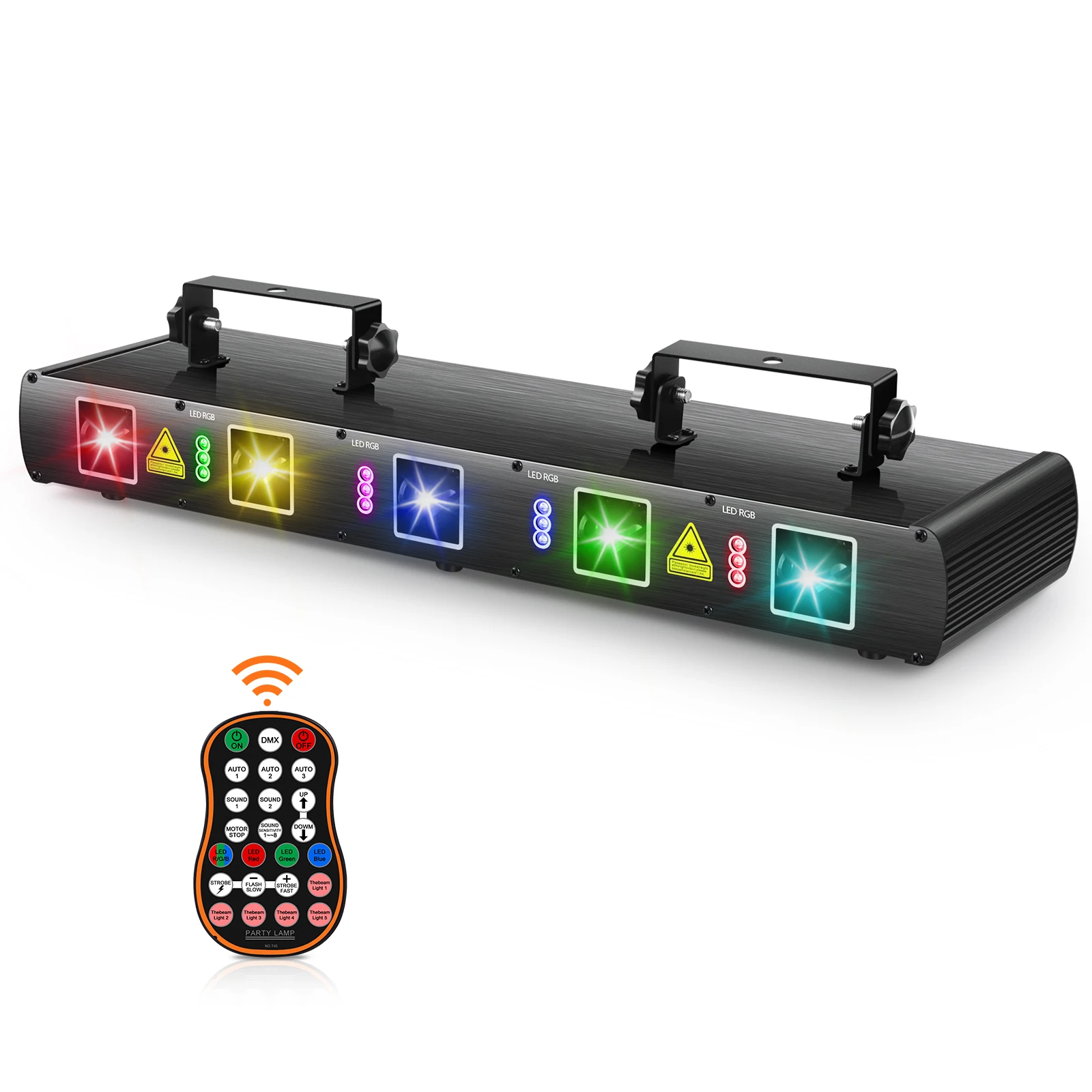 BOTAI RGBYC Mini Five-hole Laser + LED RGB Stage Light Line with Remote Control DMX