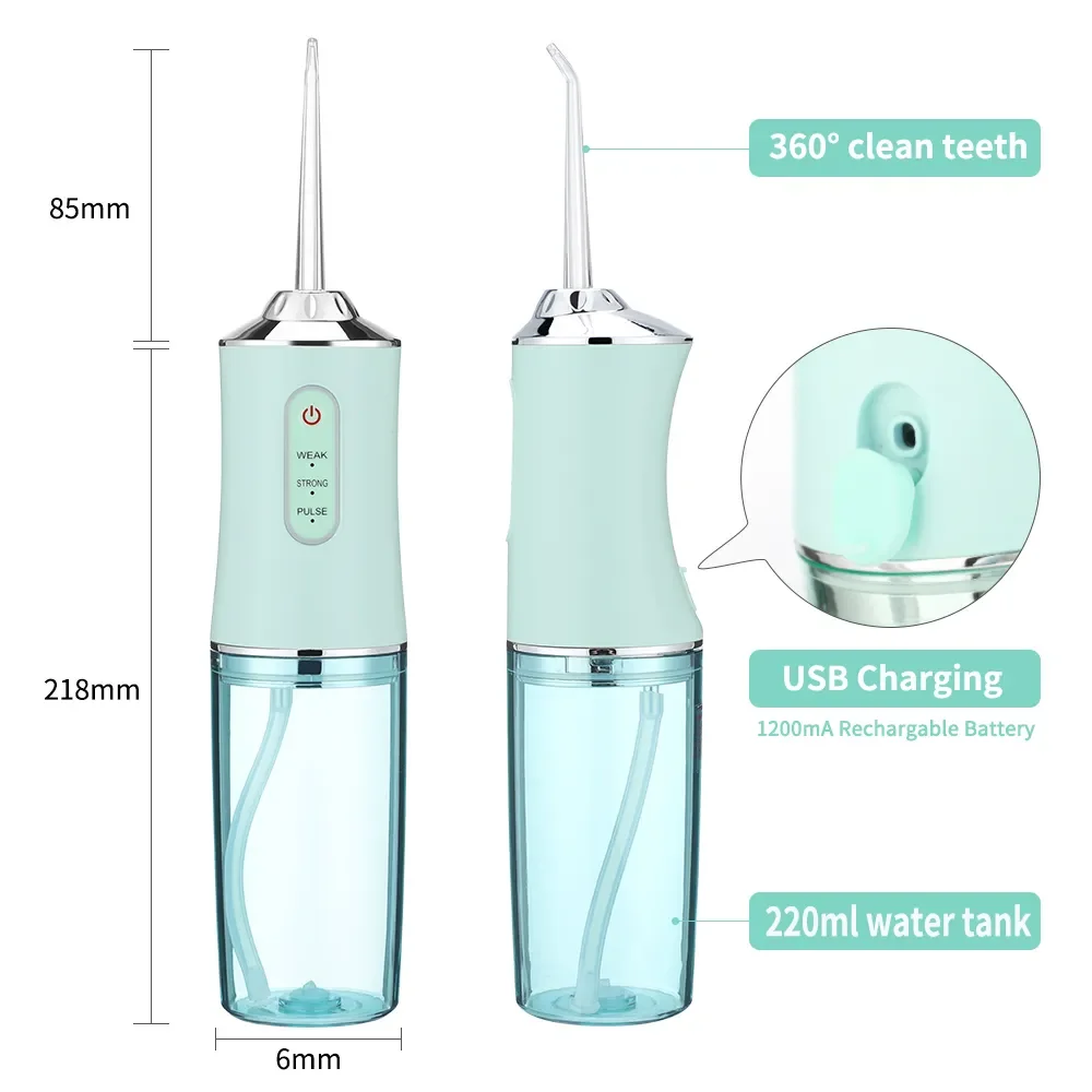 Portátil elétrico Sonic Dentes Scaler, Higiene Oral Irrigador, Dente Cálculo manchas e tártaro Remover Ferramenta, USB, 220ml