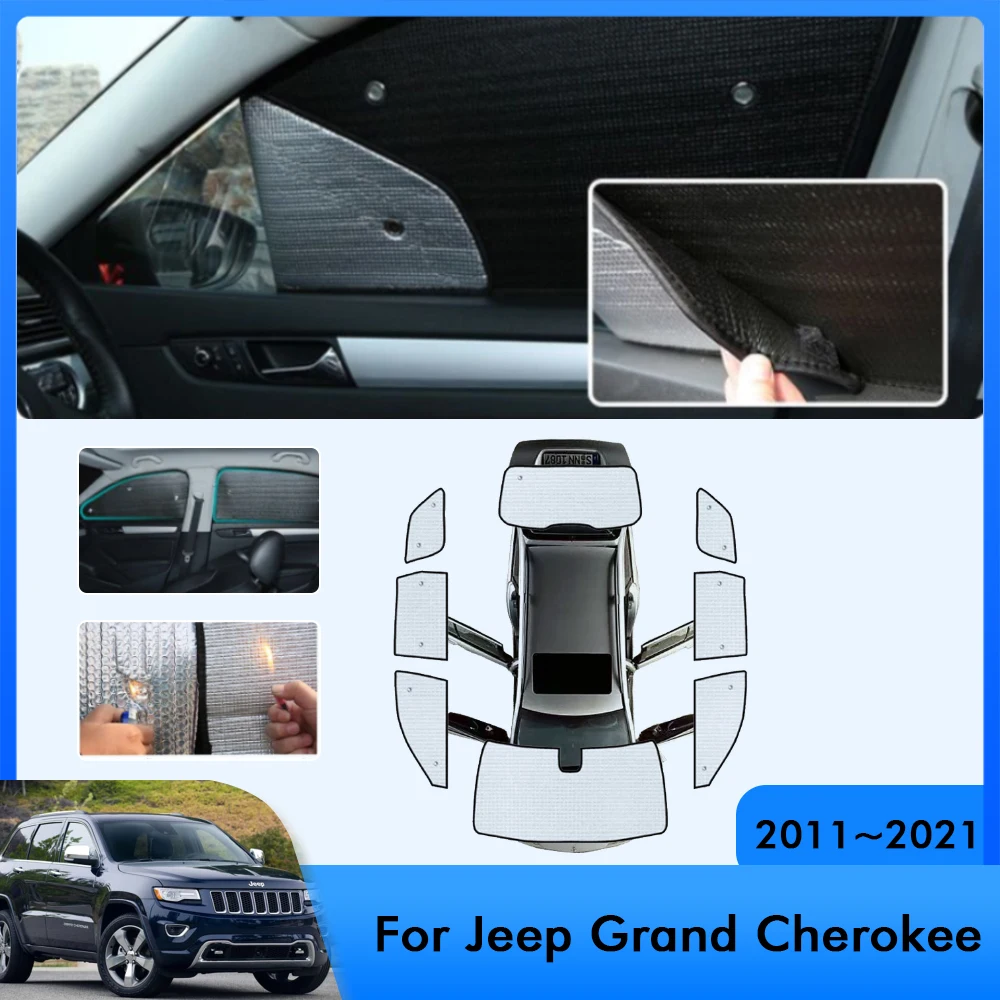 

Полные автомобильные солнцезащитные козырьки для Jeep Grand Cherokee WK2 2011 2012 ~ 2021 2014 2015 2019, автомобильные солнцезащитные козырьки с защитой от ультрафиолета, аксессуары для окон