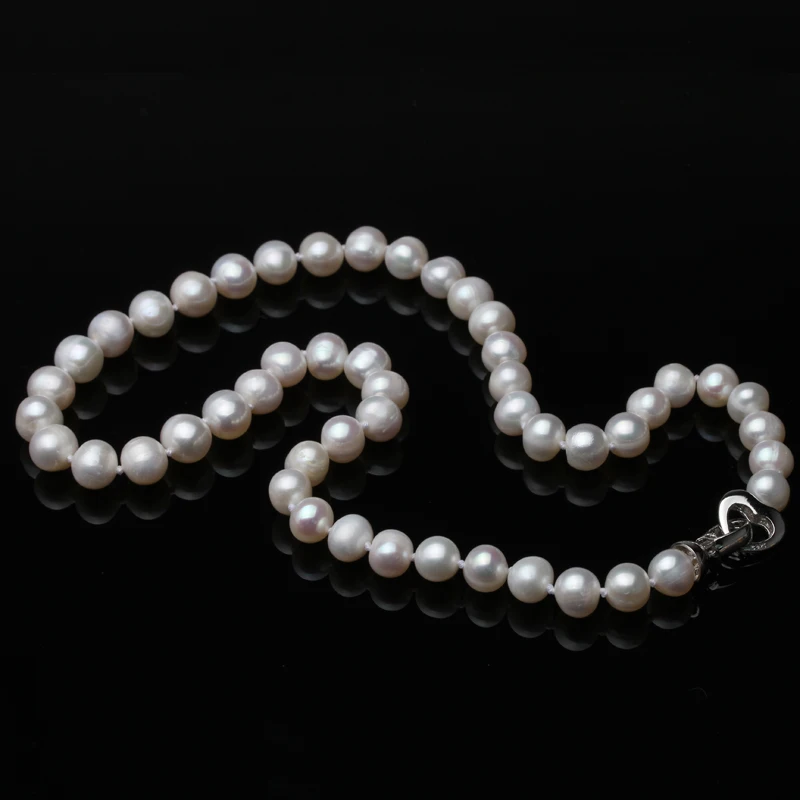 Real Natural River Freshwater Pearl Necklace for Women Wife Mother Birthday Anniversary Gift White