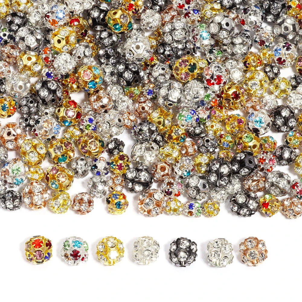 10/30pcs Rhinestones Ball Beads Crystal Czech Bayberry Metal Spacer Bead for Jewelry Making DIY Bracelet Earrings Accessories