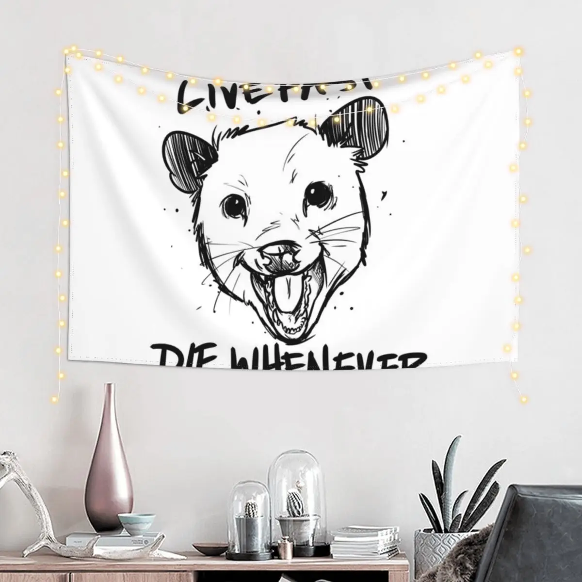 Live Fast, Die Whenever - Possum Tapestry Home Decorations Wall Mural Tapestry