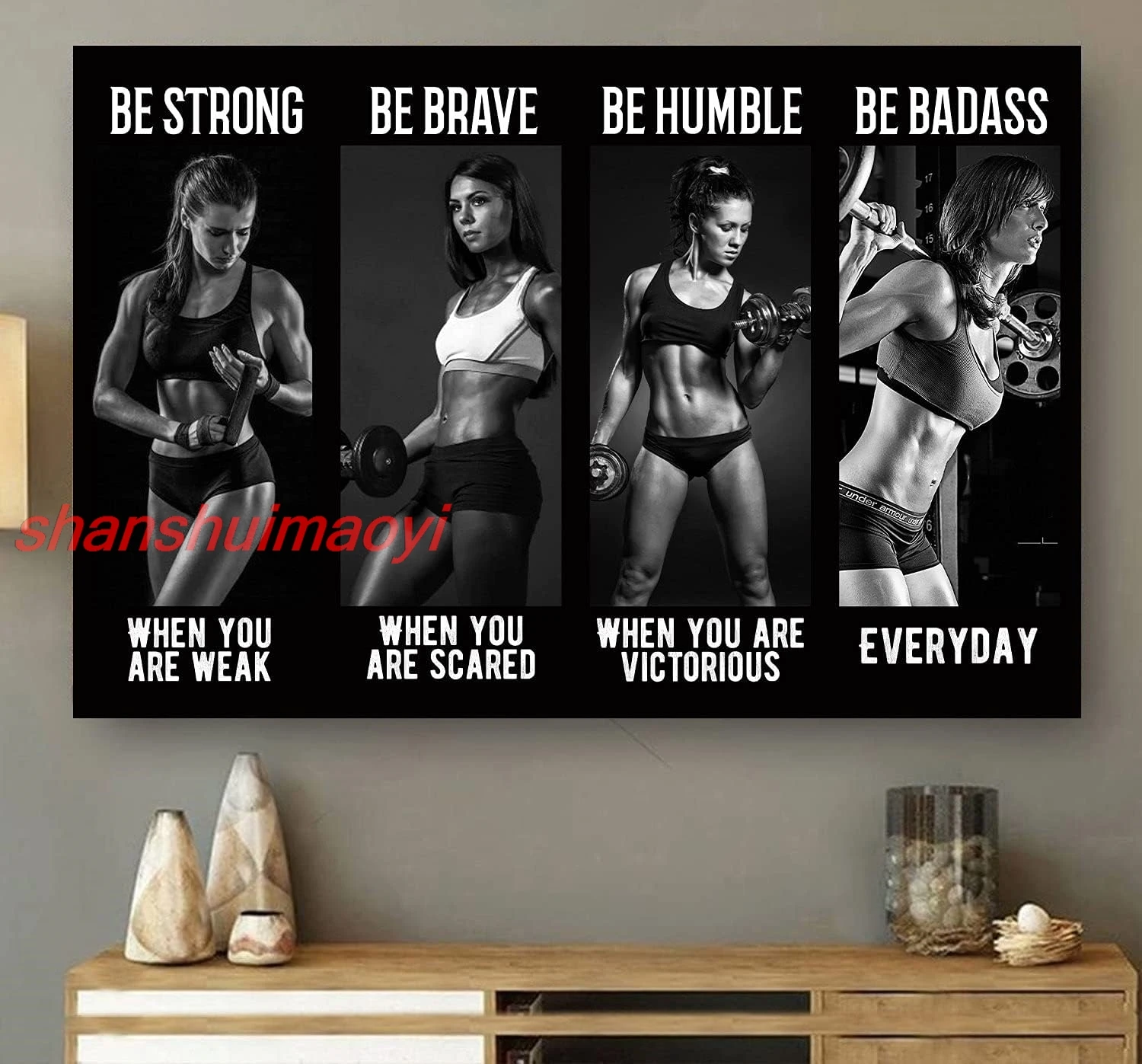 Retro Tin Sign Bodybuilding Girl Be Badass Vintage Poster Barbell Bodybuilding Gym Gymnastics Weightlift Women Metal Sign F sign