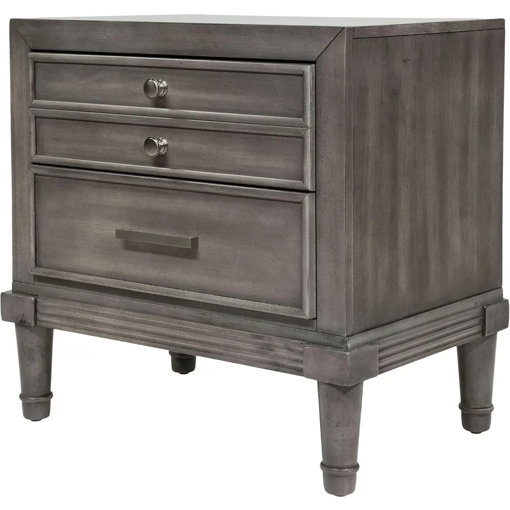 منضدة من الخشب الصلب باللون الرمادي ذات 3 أدراج، طراز كارتاجينا، أثاث غرفة نوم حديثة، حل تخزين واسع #4