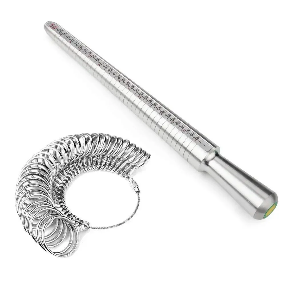 Metal HK/US/JP/UK/EU Ring Sizer Mandrel Rings Size Measure Tool Finger Gauge Kit Jewellery Sizing Tools for Men Women Steel