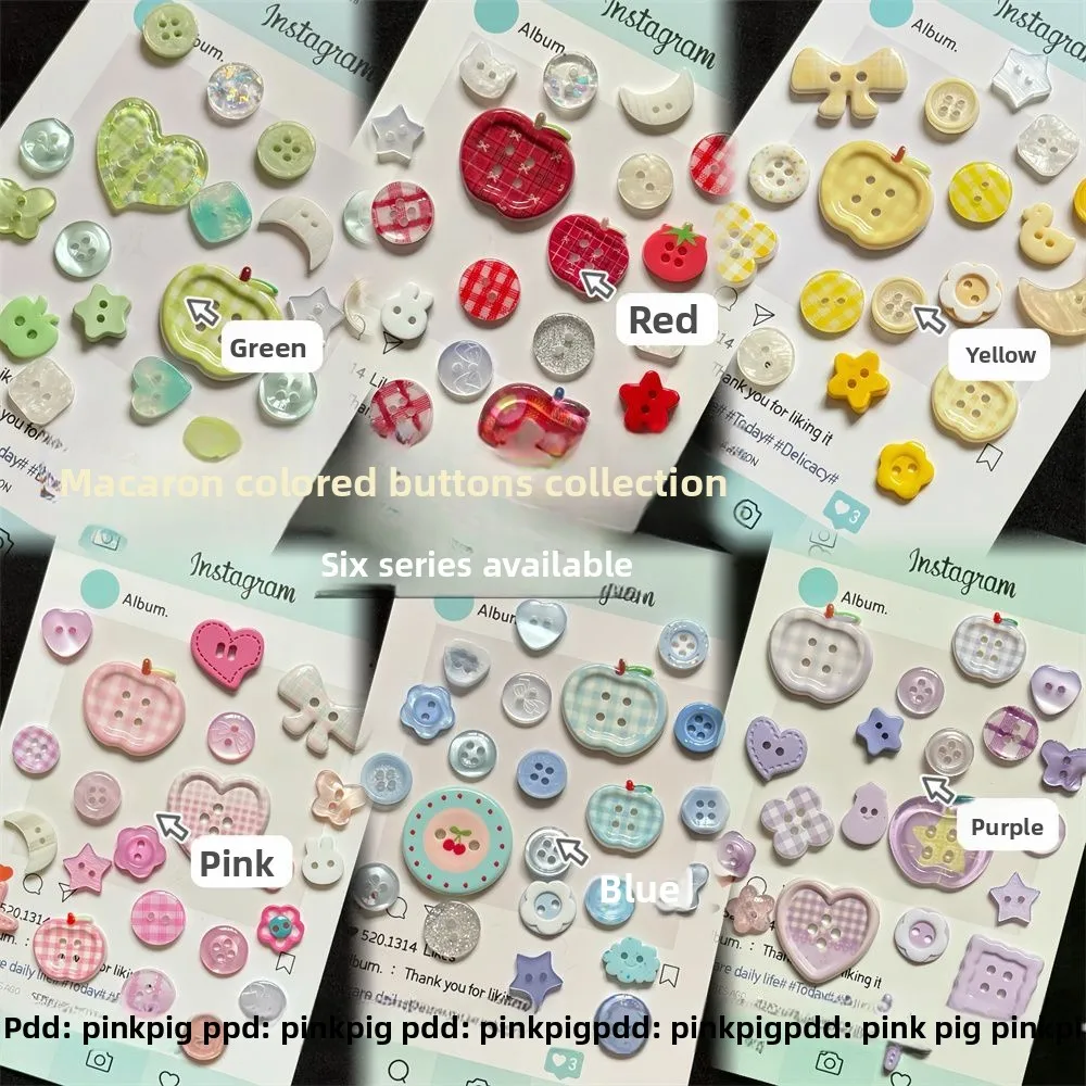 10pcs Colorful Apple Starfish Buttons Mixed Color Handmade DIY Baby Clothes Handbook Decorative Material Jewelry Accessories