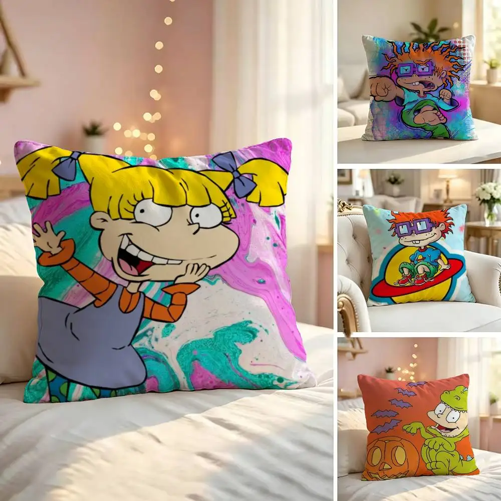 R-Rugrat C-Chuckie Angelica Pillow Case Sofa Living Room for Bedroom Headboard Backrest Cushion Square Nap Time