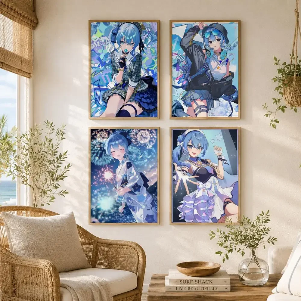 Hoshimachi Suisei H-hololive Painting Calligraphy High-Quality Canvas Wall Mural Crease-Free For Living Room Bedroom Interiors