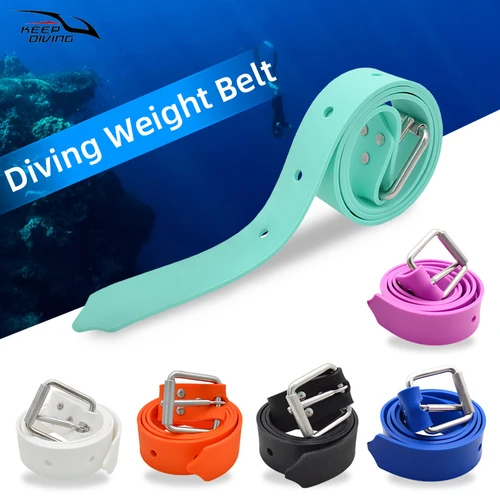Cinturón de peso de silicona para apnea con hebilla de acero inoxidable 316, bloque de plomo ajustable, accesorios para cinturón de buceo con soporte de carga