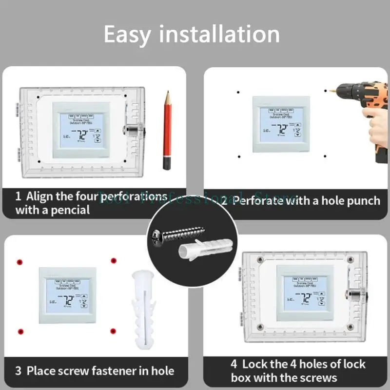 صندوق قفل ترموستات شفاف 57QF مع مفاتيح، صندوق غطاء حامي ترموستات كبير، سهل الاستخدام