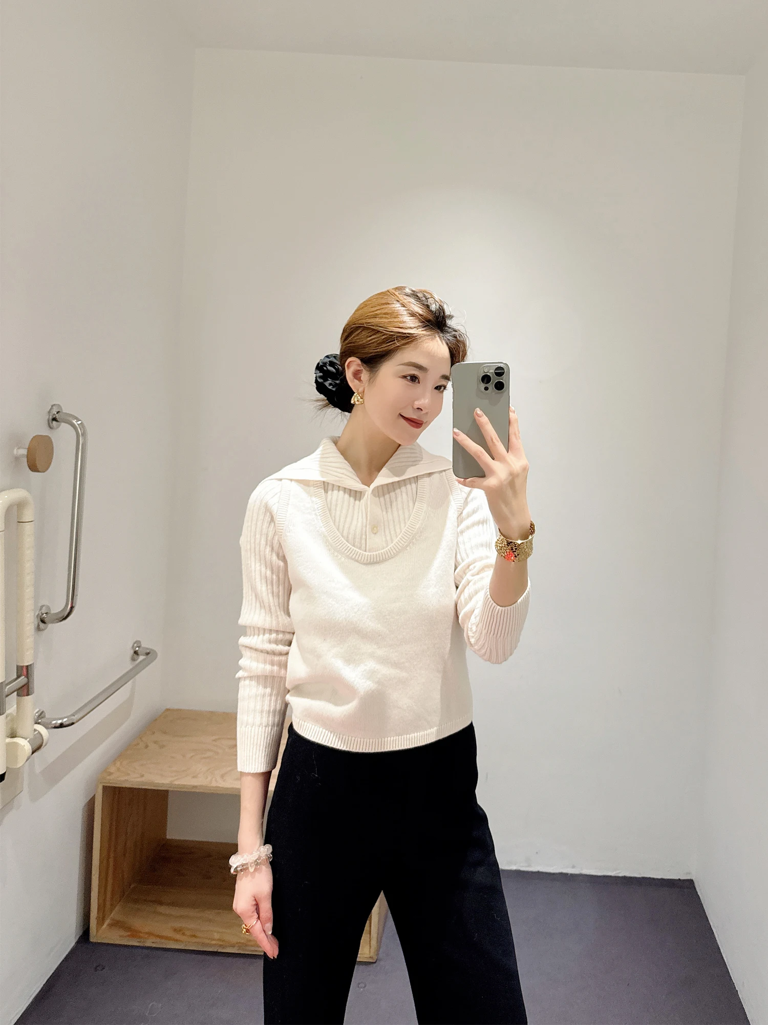 

Женский облегающий шерстяной трикотажный топ с многослойным дизайном, модная осенне-зимняя новинка, мягкая шерстяная кофта с длинным рукавом