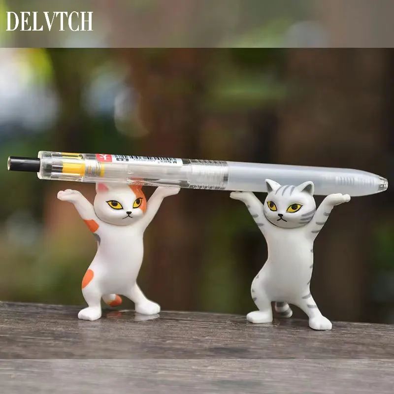 

1Pcs 3Pcs 5Pcs Creative Funny Weightlifting Cat Pen Holder Office School Desk Pencil Stand Rack Children Kids Stationery Gift