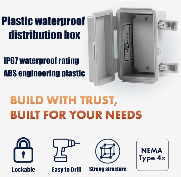 Outdoor Waterproof Case Enclosure Plastic Box Electronic Project Case Waterproof Junction Box for Electronics