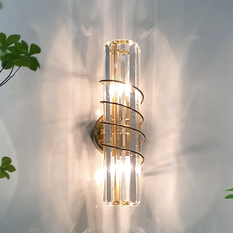 Gold Luxury Crystal Wall Lights Living Room Bedroom Loft Hotel Home Decor Art Wall Sconces Indoor Wall Lamps E14 Bedside Light