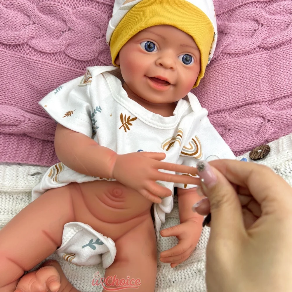 18 Zoll kundenspezifische handbemalte, vollfeste Silikon-Reborn-Baby-Junge, realistische 3D-Hautgewichtete Wiedergeburtspuppe für Sammler- und Kinderspielzeug