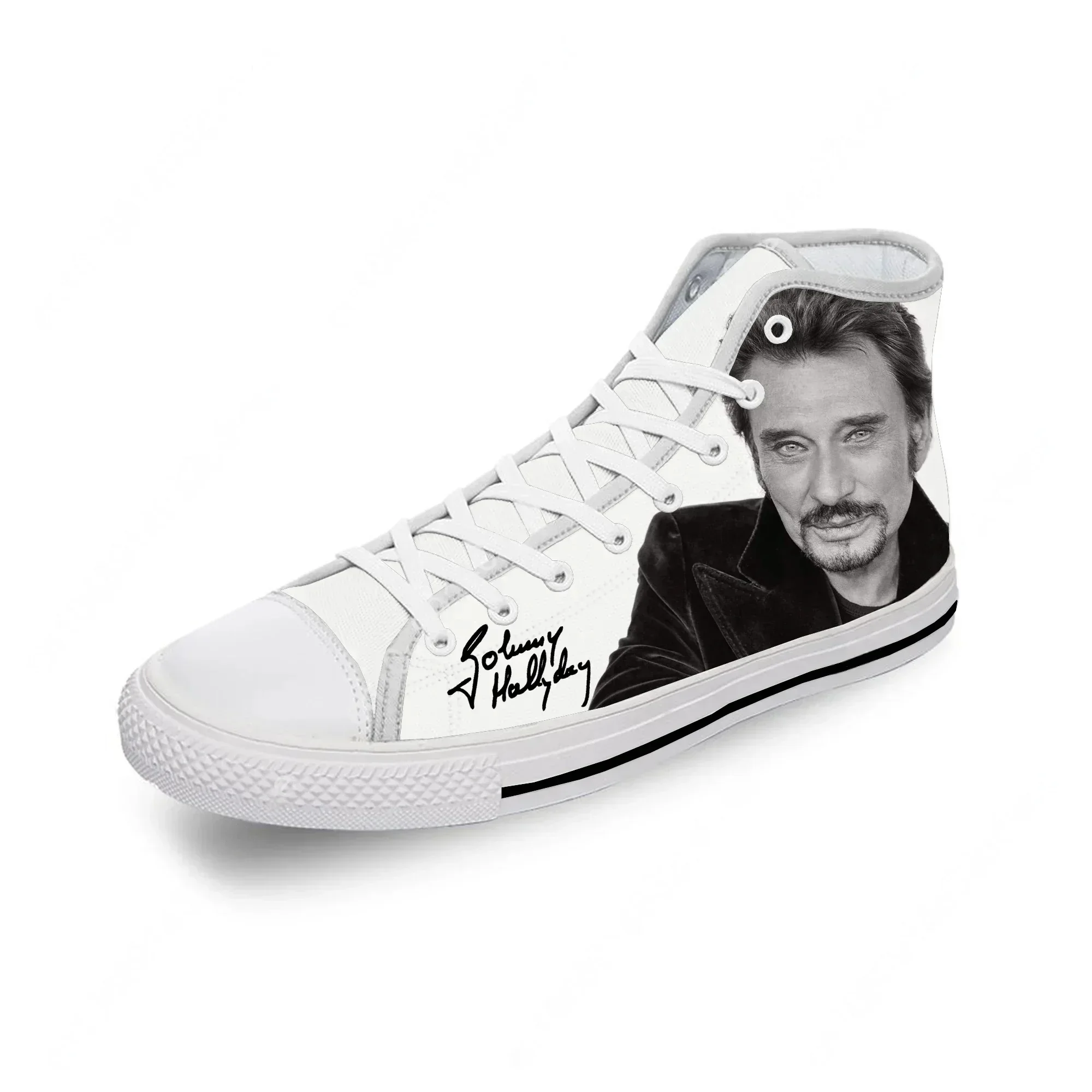 Frech Star Johnny Hallyday High Top Sneakers Mens Womens Casual Shoes Canvas Running Shoes 3D Print Lightweight Shoe