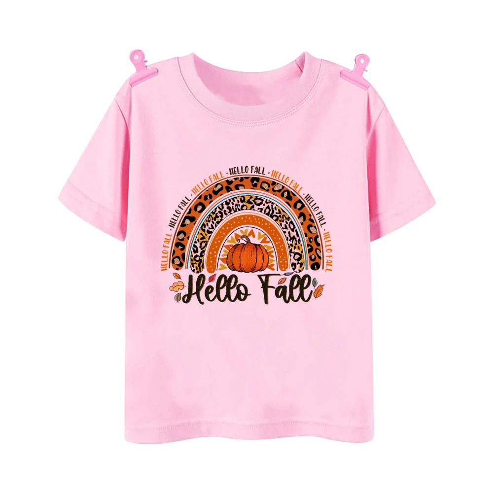 Little Pumpkin with A Lot of Spice Print T-shirt Fall Festive Shirt Kids Tops Clothes Halloween Thanksgiving Toddler Outfit Tee